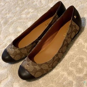NEW COACH Chelsea Ballet Brown Logo Ballet Flats
